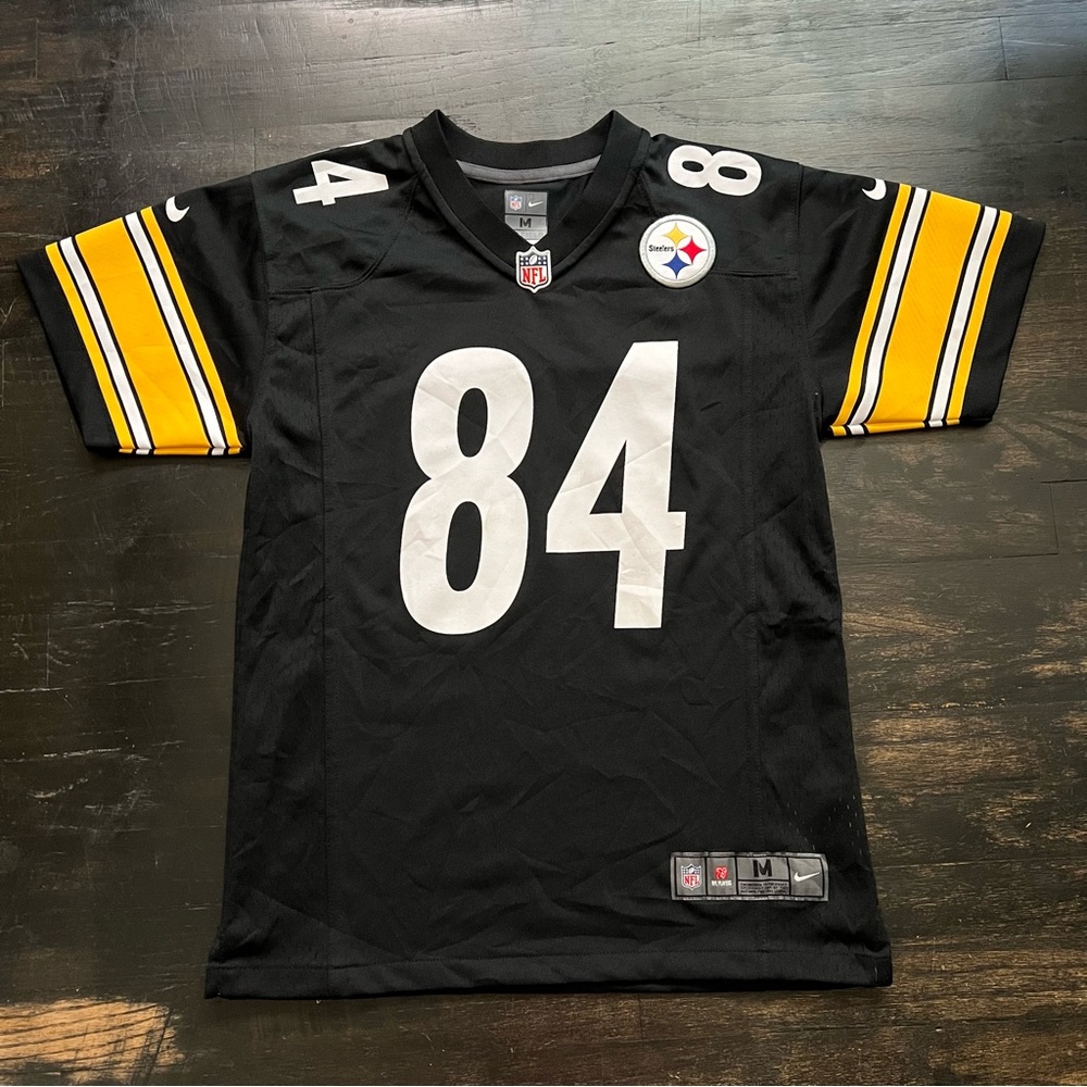 Nike Pittsburgh Steelers #84 Antonio Brown Youth Size M 10-12 Black NFL On Field